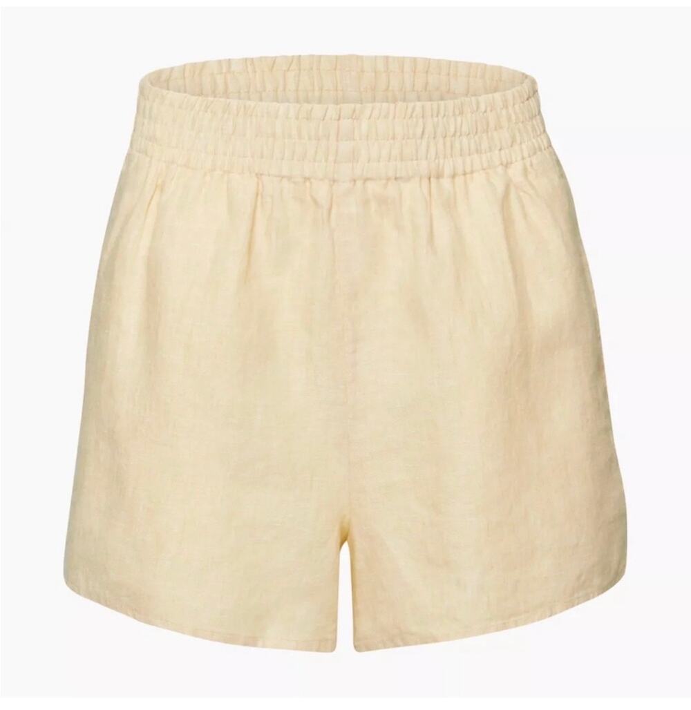 Aritzia Wilfred Free Shorts Womens Medium Gelato Linen Chambray Wheat Pull On